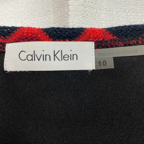 Calvin Klein Black&Red Zig Zag Print Sweater Dress Sz.10 - Picture 6 of 14